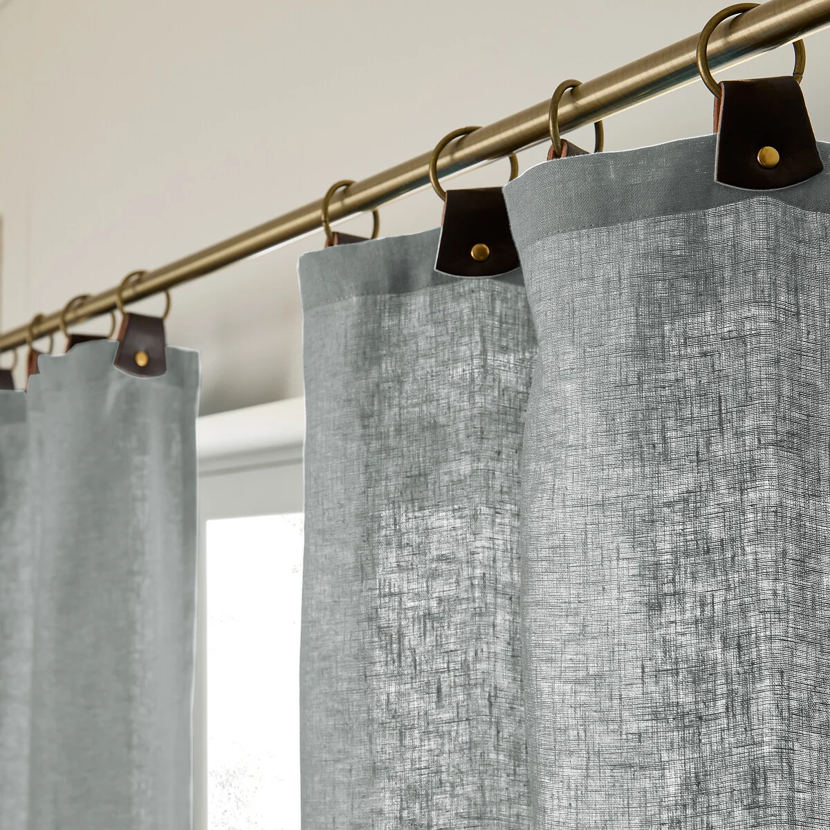 Private 100% Washed Linen Curtain with Rings – image 5