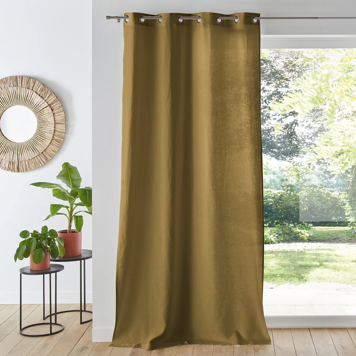 Onega Washed Linen Single Curtain with Eyelets – image 1