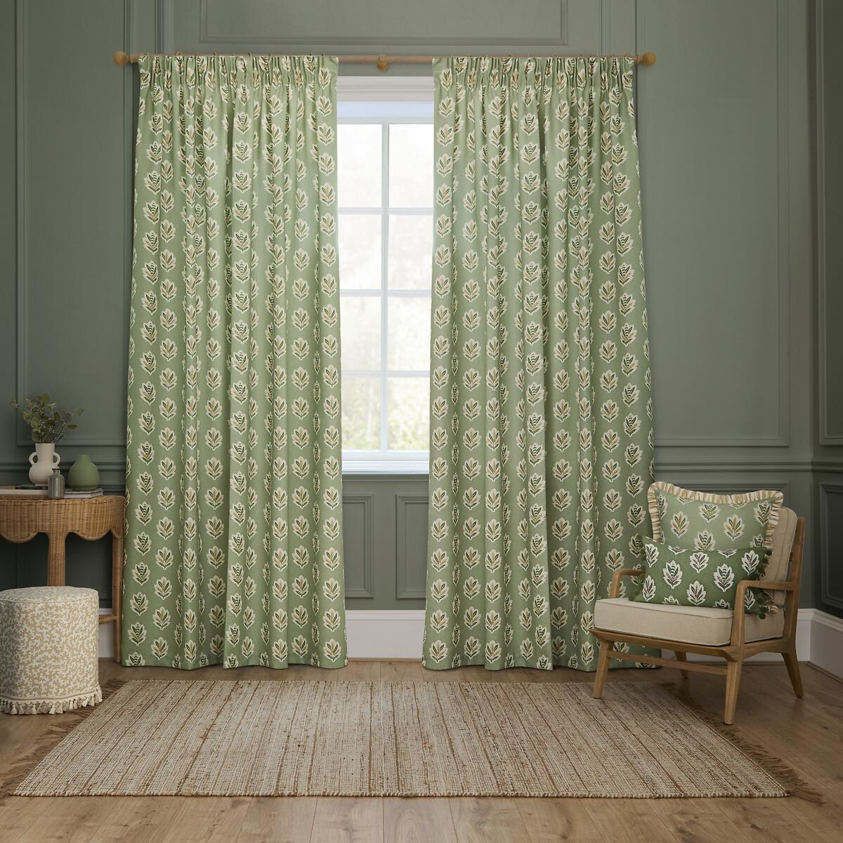Sessile Leaf Printed Pencil Pleat Curtains – image 2