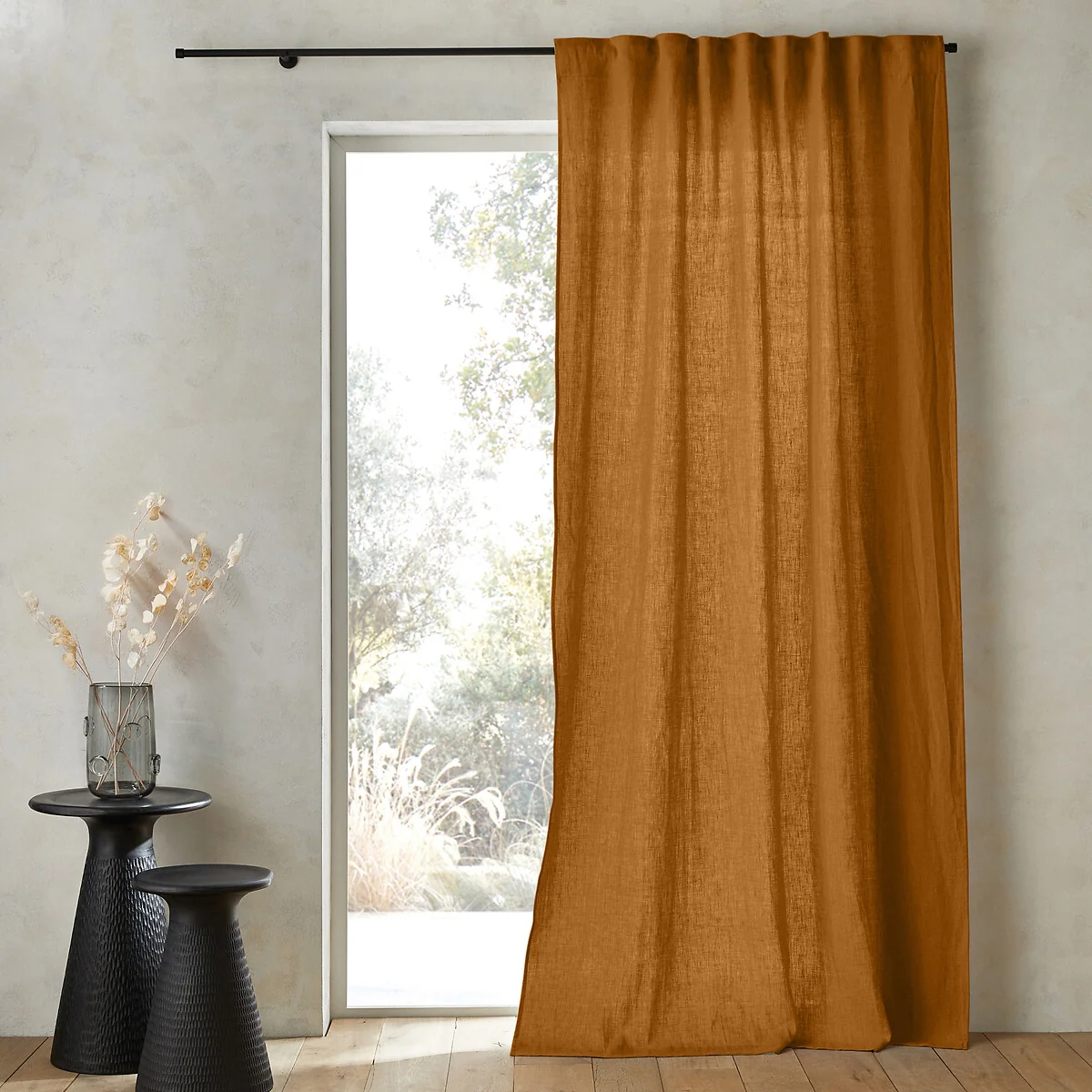 Private Ruffled Washed Linen Curtain – image 1