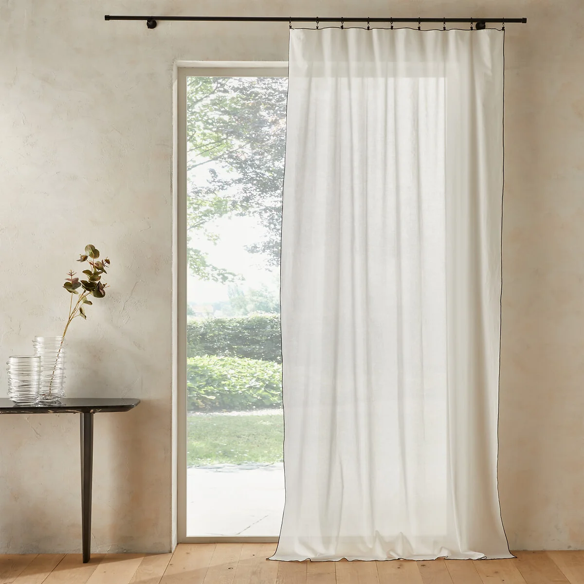 Halka 100% Organic Washed Cotton Voile Sheer Curtain Panel – image 1