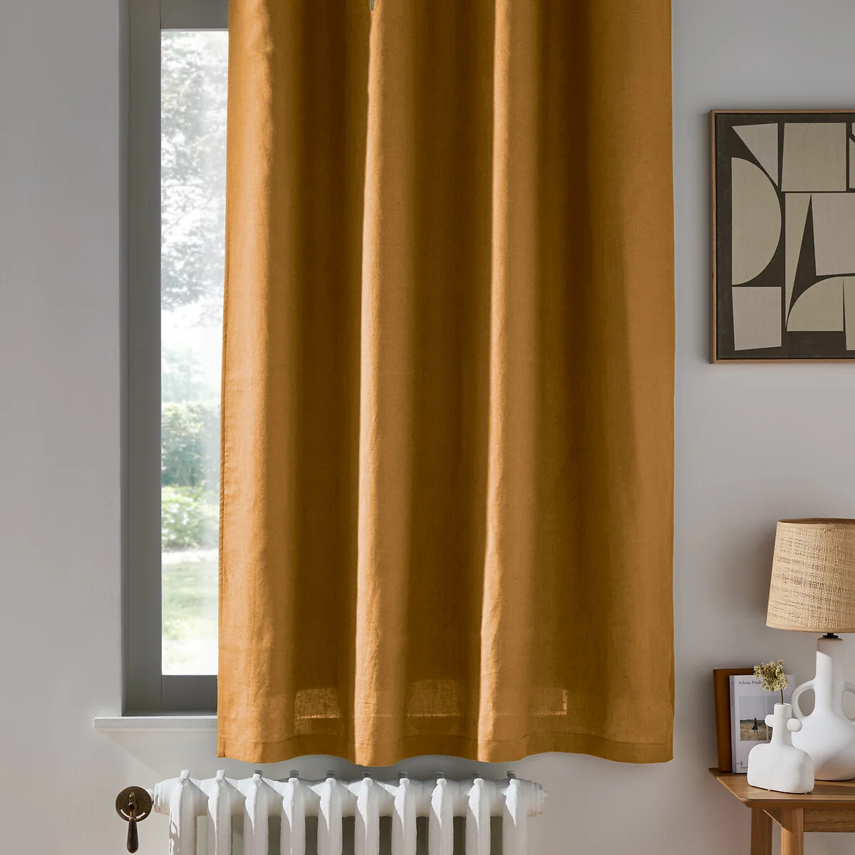 Onega Blackout Radiator Curtain in Washed Linen – image 1