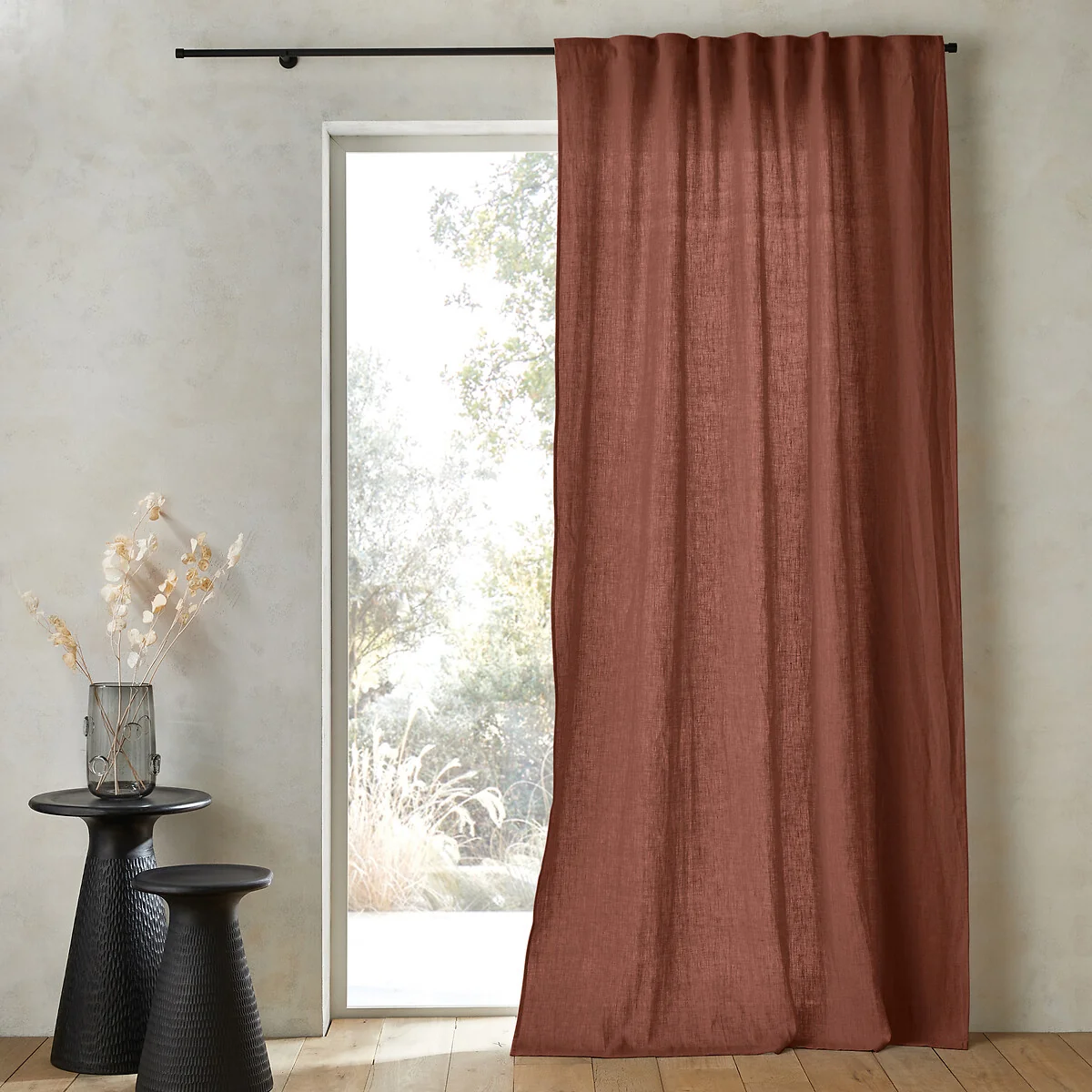 Private Ruffled Washed Linen Curtain – image 1