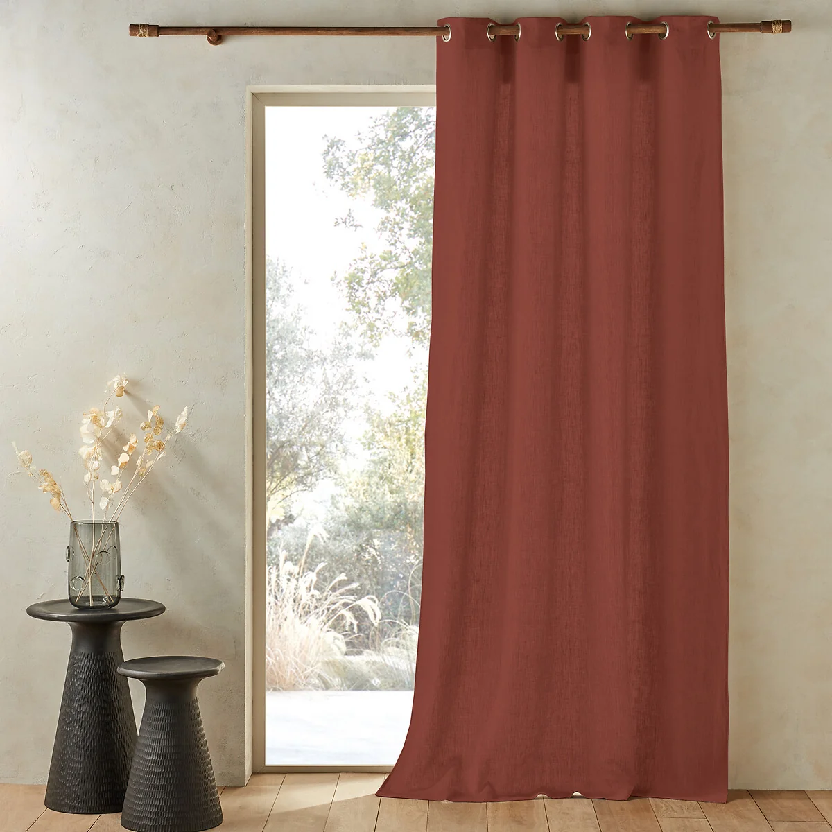 Private 100% Pre-Washed Linen Curtain with Eyelets – image 2
