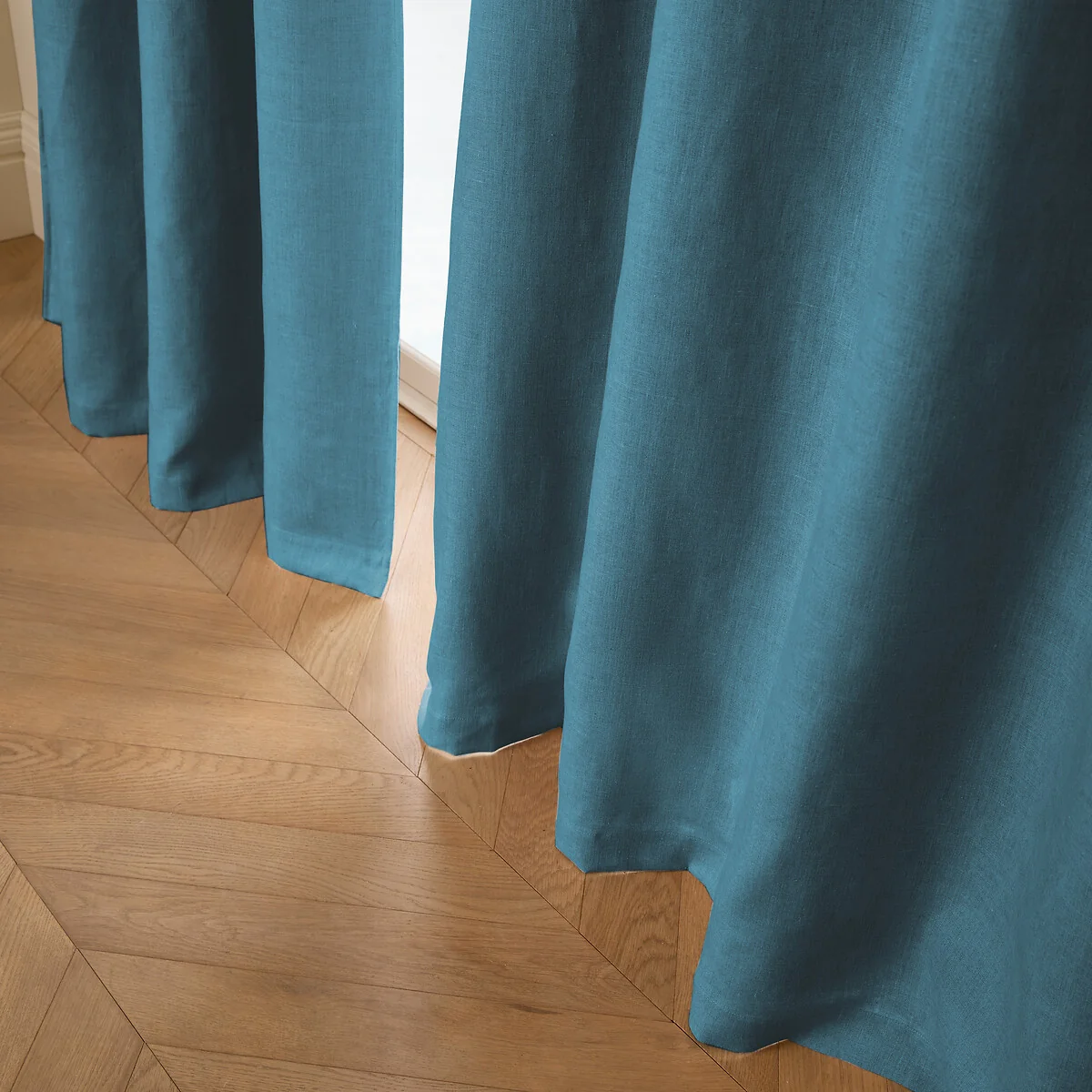 Private Washed Linen Curtain with Leather Tab Top Header – image 2