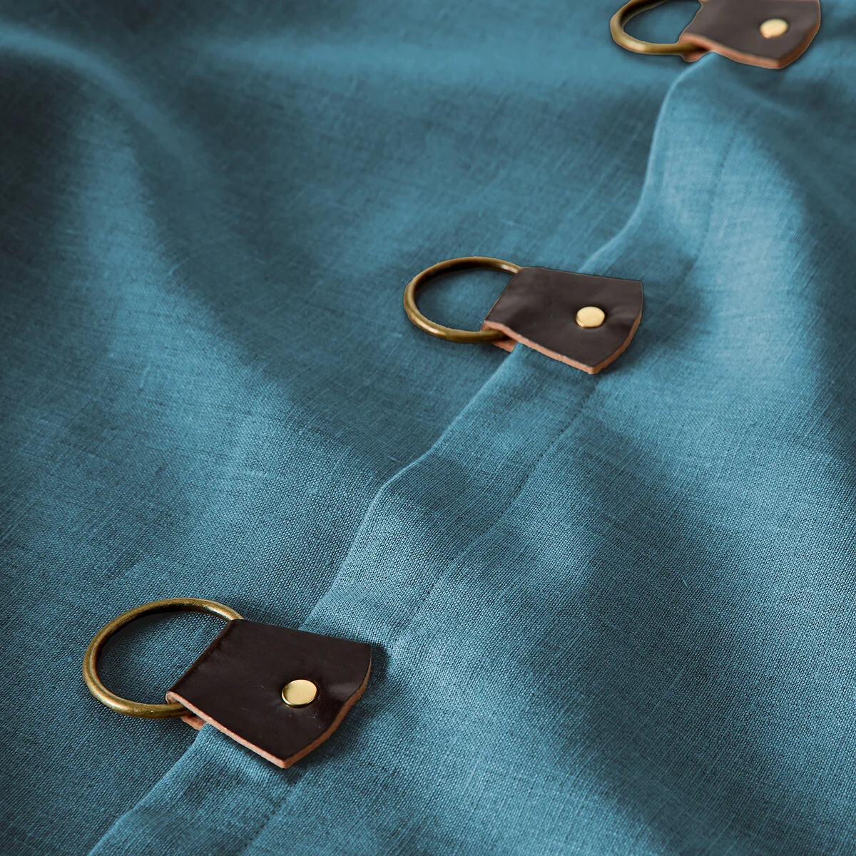 Private Washed Linen Curtain with Leather Tab Top Header – image 5