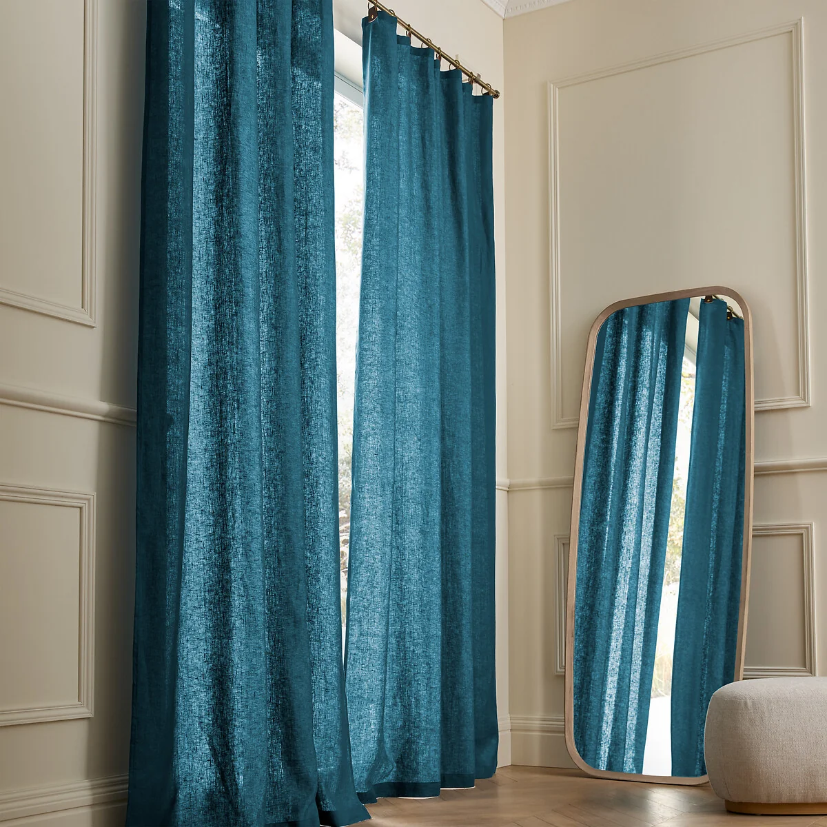 Private 100% Washed Linen Curtain with Rings – image 2