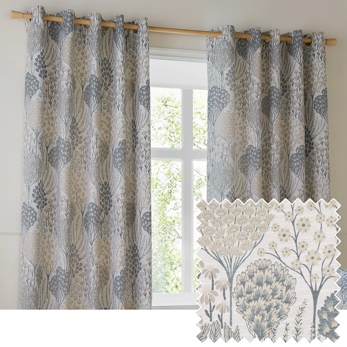 Ophelia Floral Jacquard Room Darkening Eyelet Curtains – image 2
