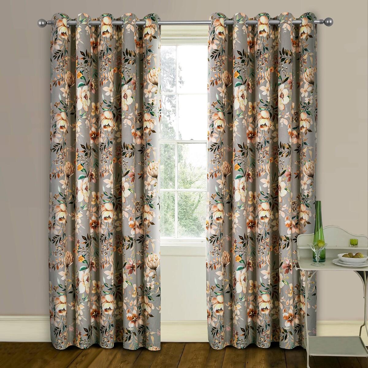 Floral Velour Lined Eyelet Curtains – image 3