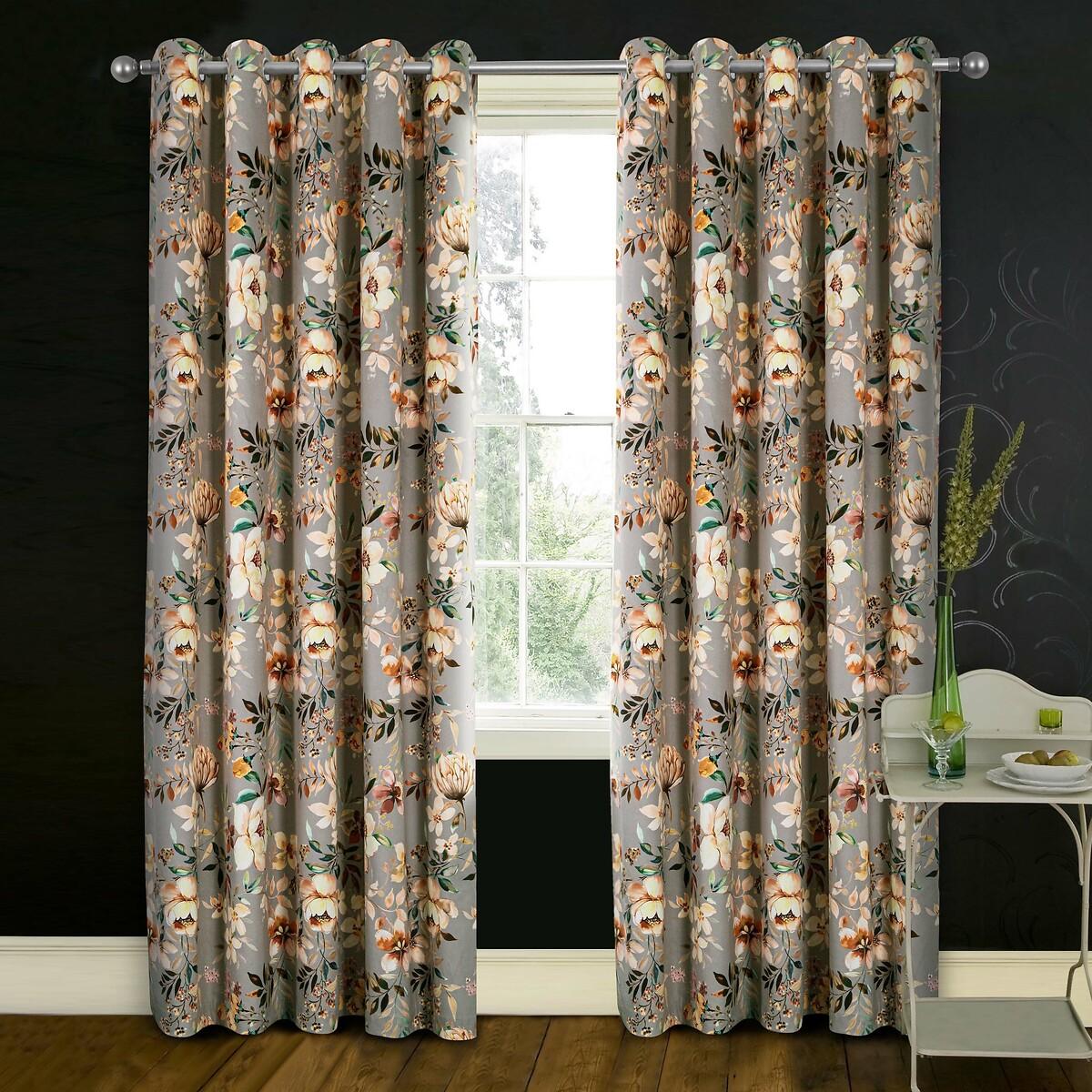 Floral Velour Lined Eyelet Curtains – image 6