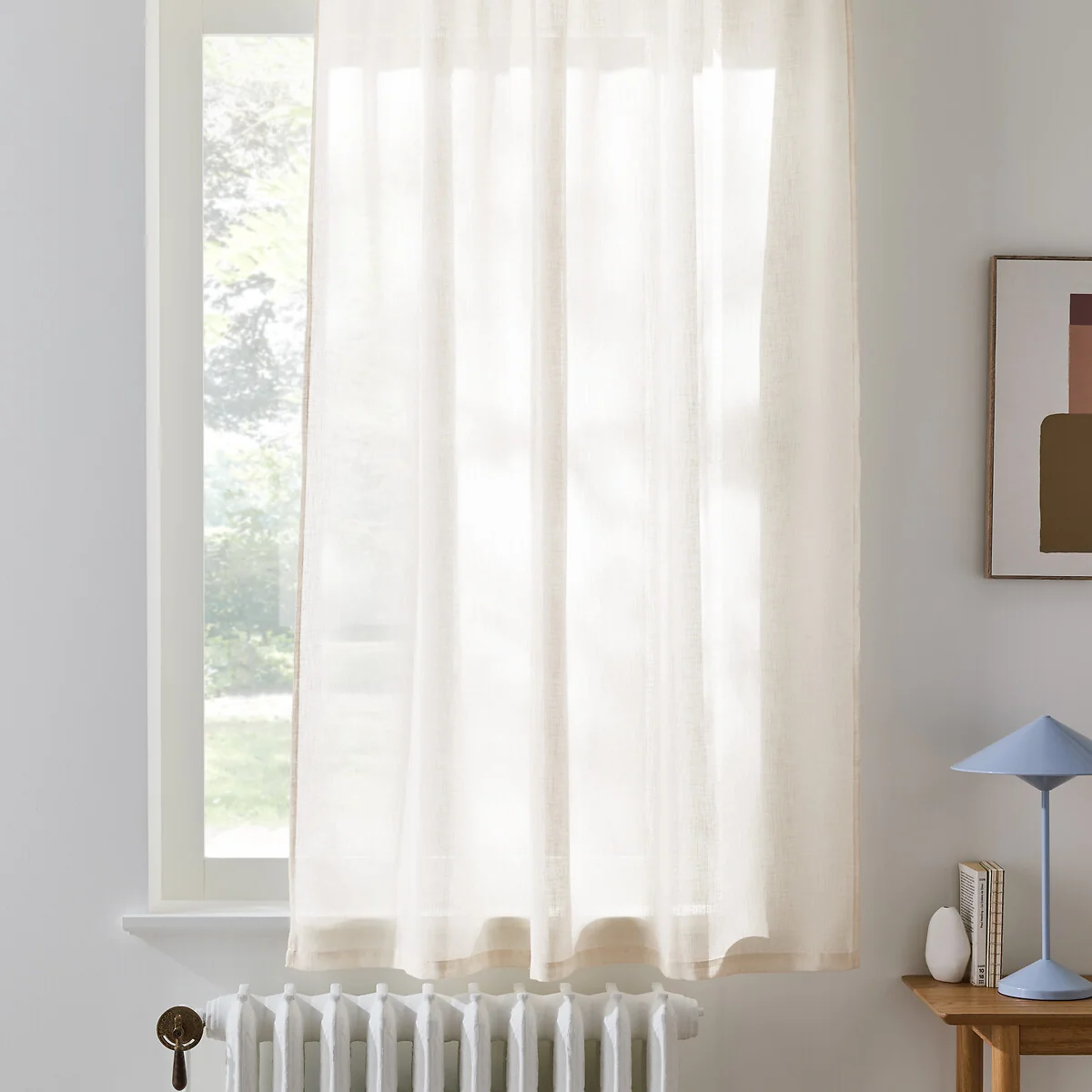 Nyong Linen-Effect Radiator Curtain with Gathered Braid – image 2