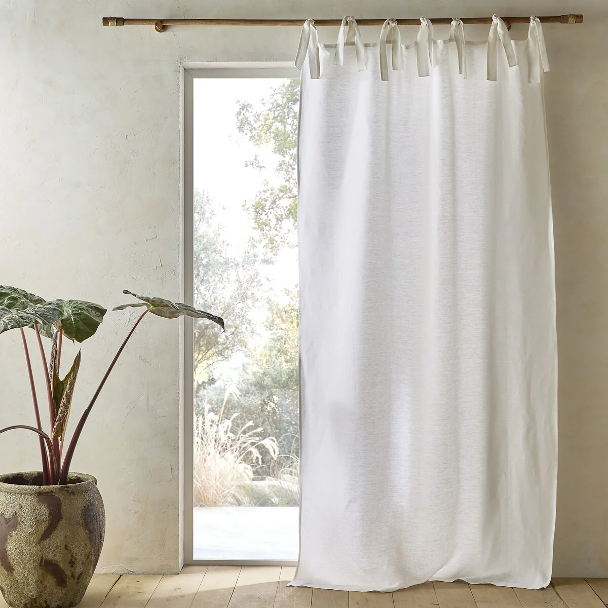 Colin Linen Lined Curtain with Ties – image 1