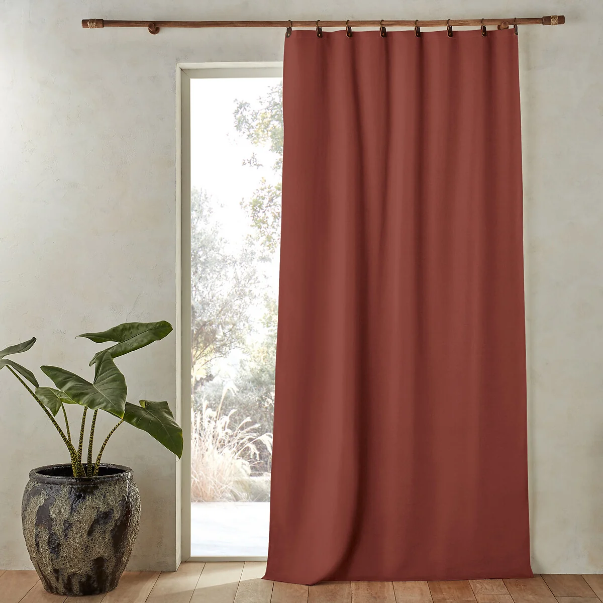Private Blackout 100% Washed Linen Curtain with Rings – image 1