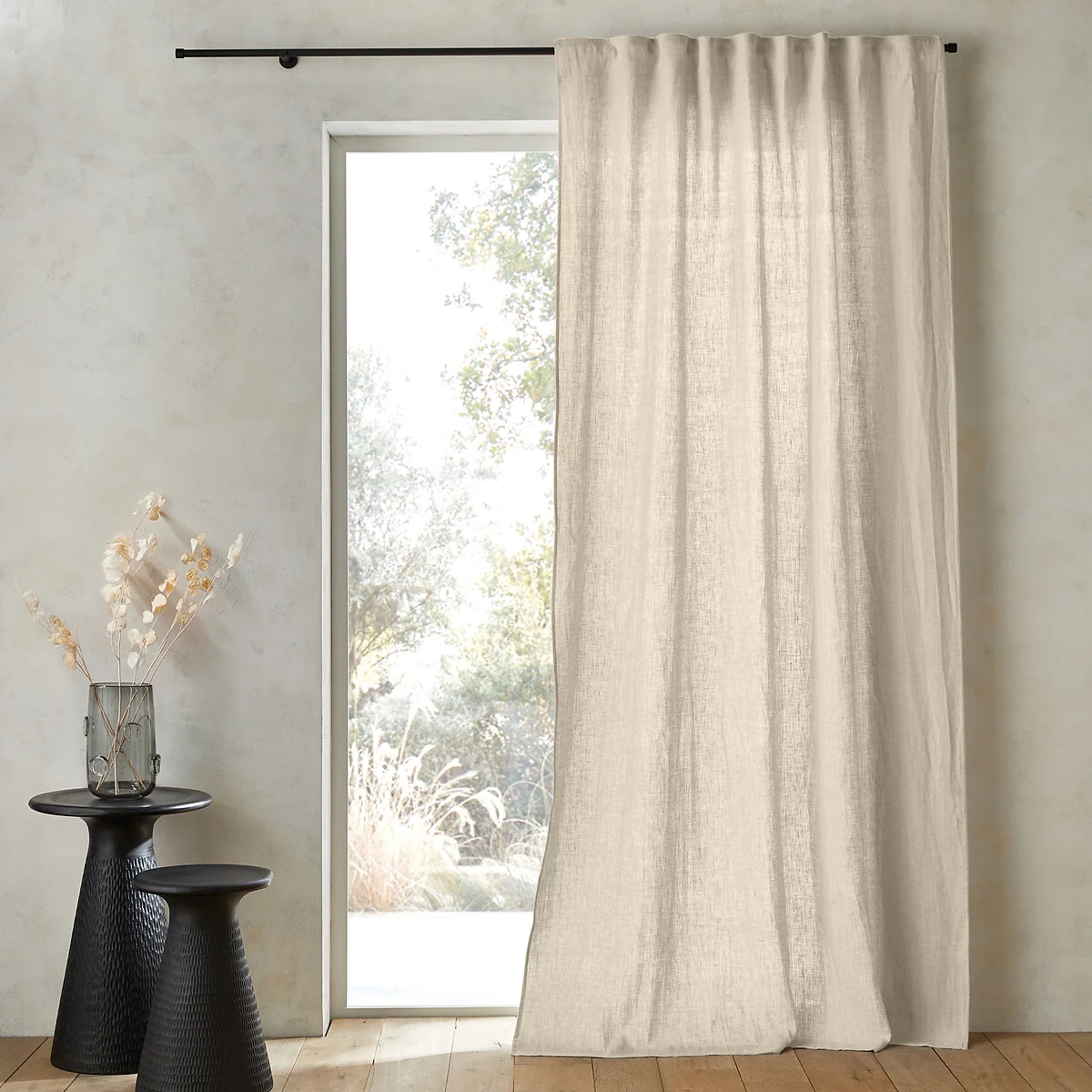 Private Ruffled Washed Linen Curtain – image 1