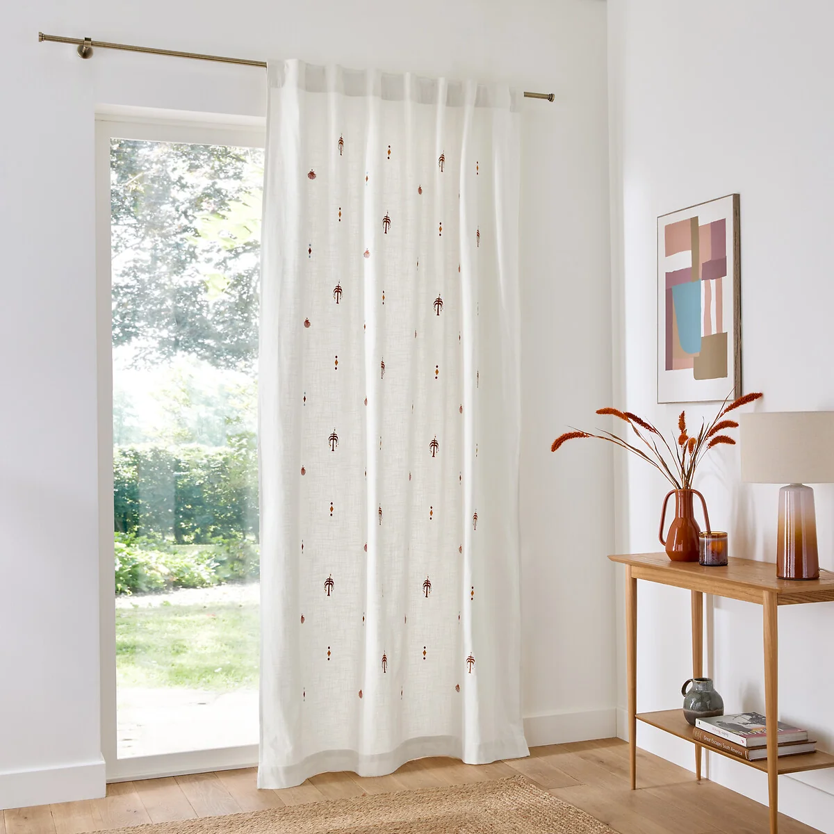 Nizar Embroidered Tropical Cotton Curtain and Concealed Tab Top – image 3