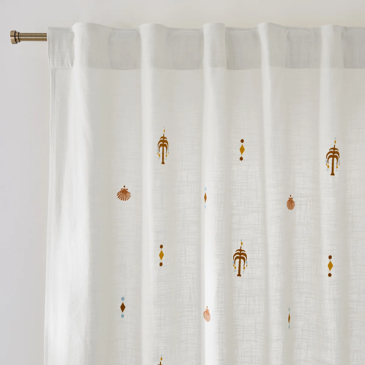Nizar Embroidered Tropical Cotton Curtain and Concealed Tab Top – image 1