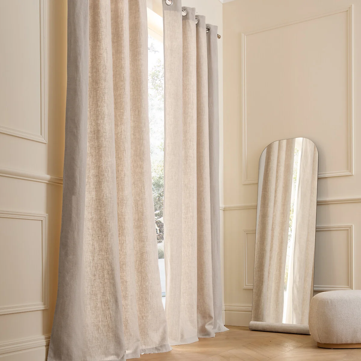 Private Single Lined Pre-Washed Linen Curtain with Eyelets – image 2
