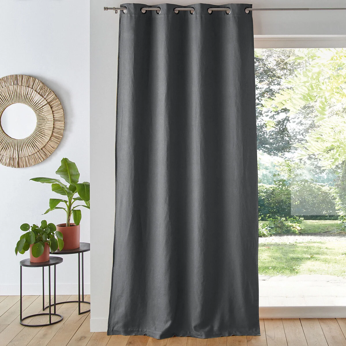 Onega Washed Linen Single Lined Blackout Curtain with Eyelets – image 1