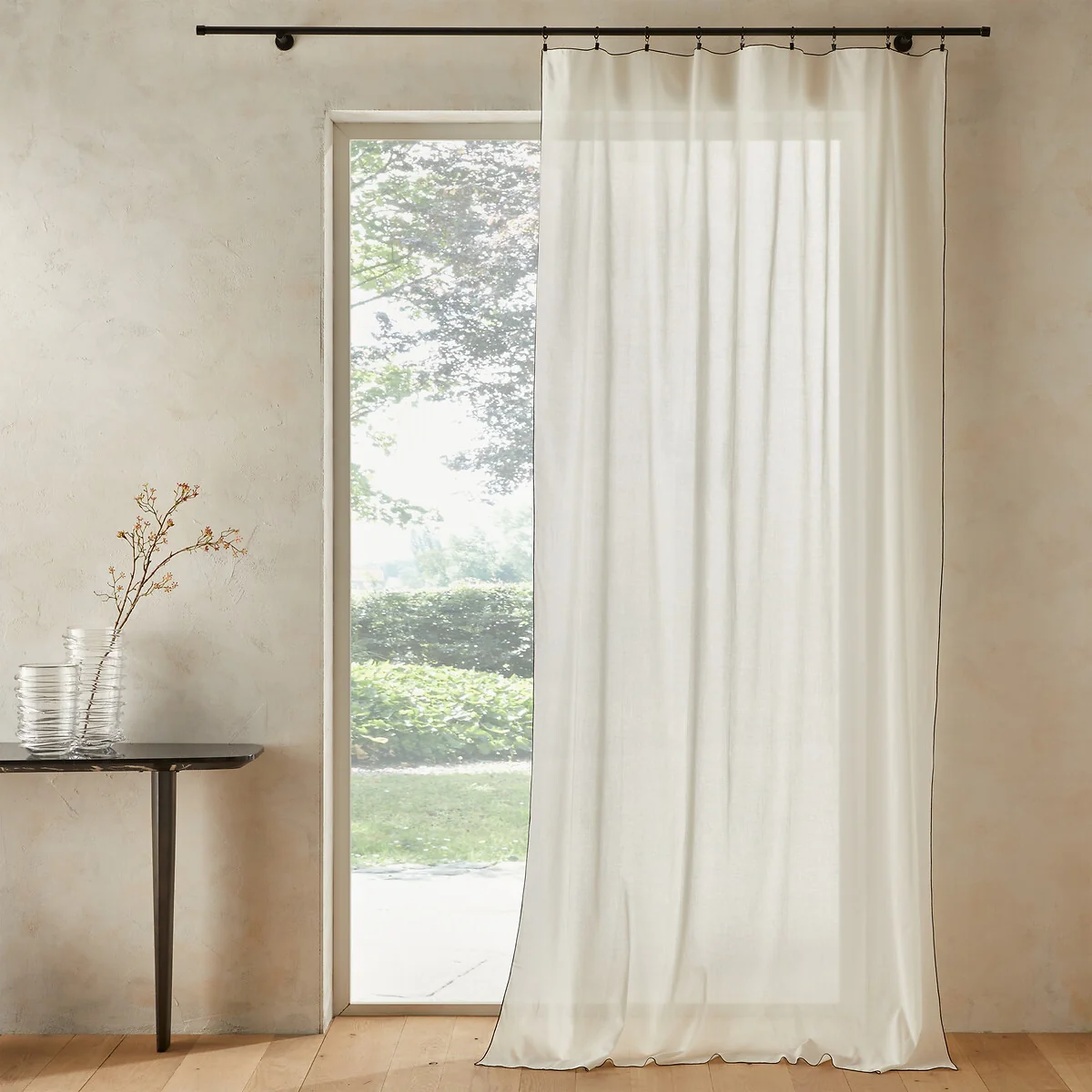 Halka 100% Organic Washed Cotton Voile Sheer Curtain Panel – image 1