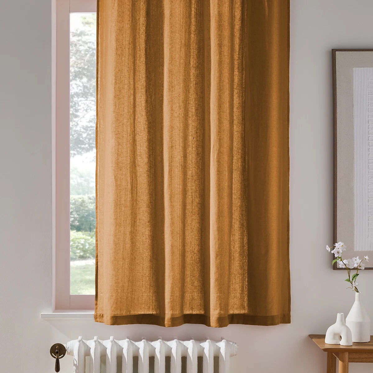 Onega 100% Washed Linen Radiator Curtain with Eyelets – image 2