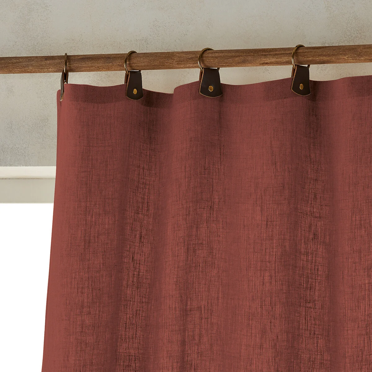 Private 100% Washed Linen Curtain with Rings – image 2