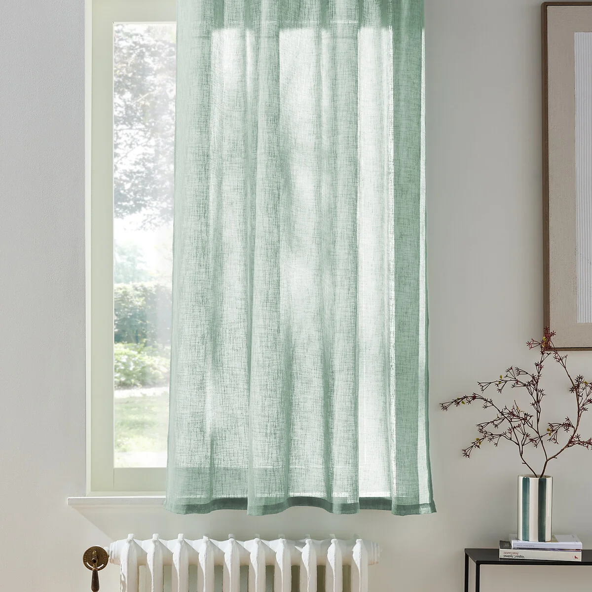 Nyong Linen-Effect Radiator Curtain with Gathered Braid – image 2