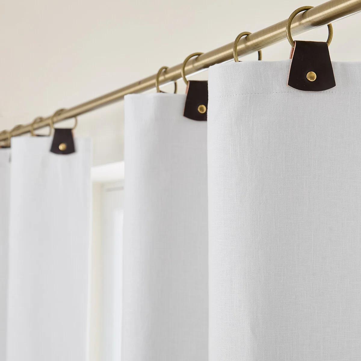 Private Washed Linen Curtain with Leather Tab Top Header – image 4