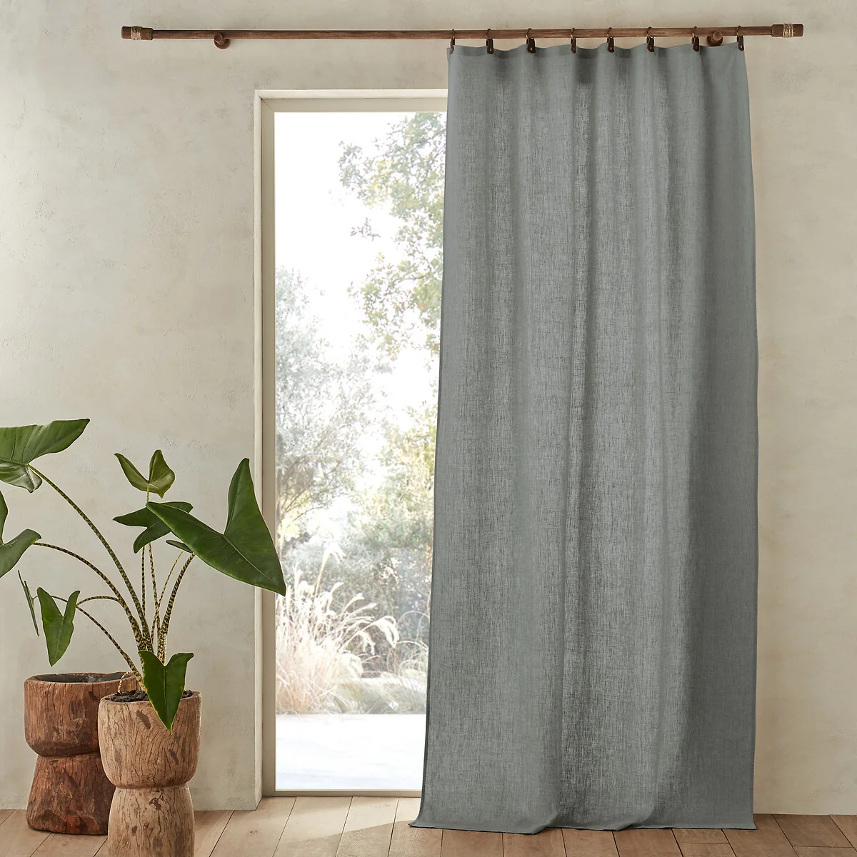 Private 100% Washed Linen Curtain with Loops – image 1