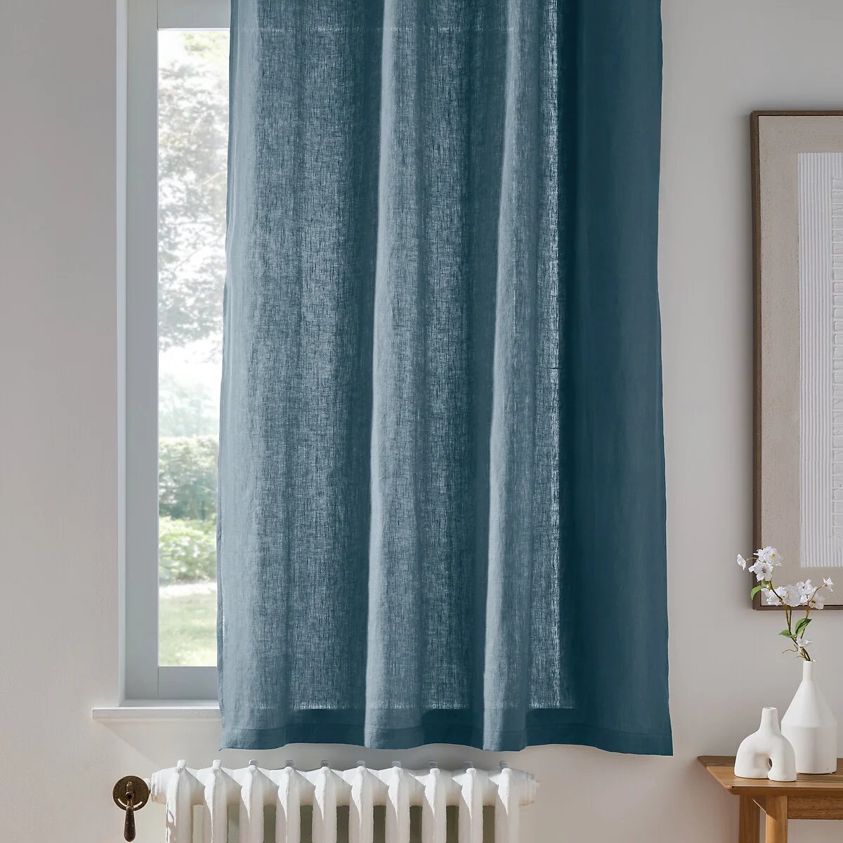 Onega Washed Linen Radiator Curtain with Eyelets – image 2