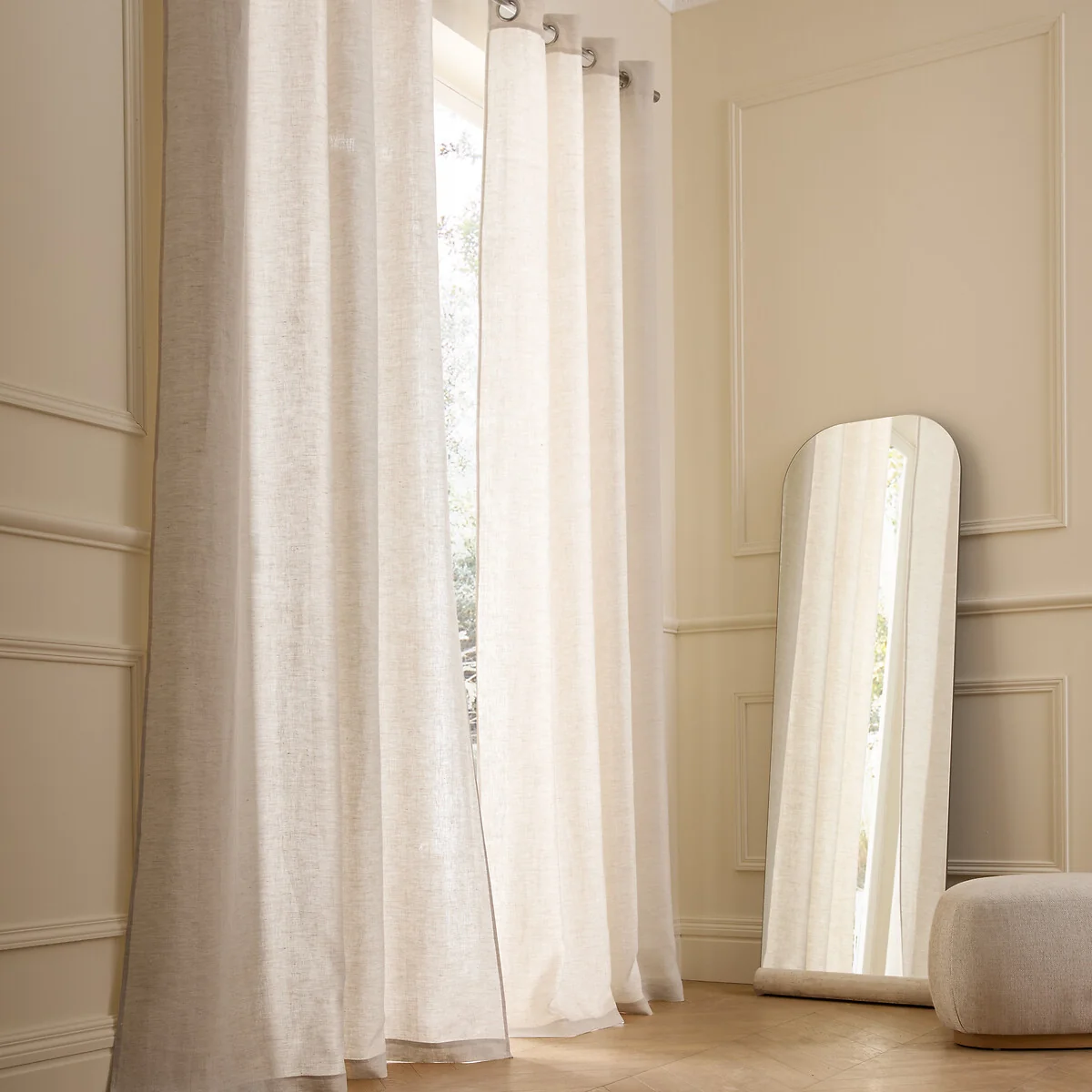 Private 100% Pre-Washed Linen Curtain with Eyelets – image 2