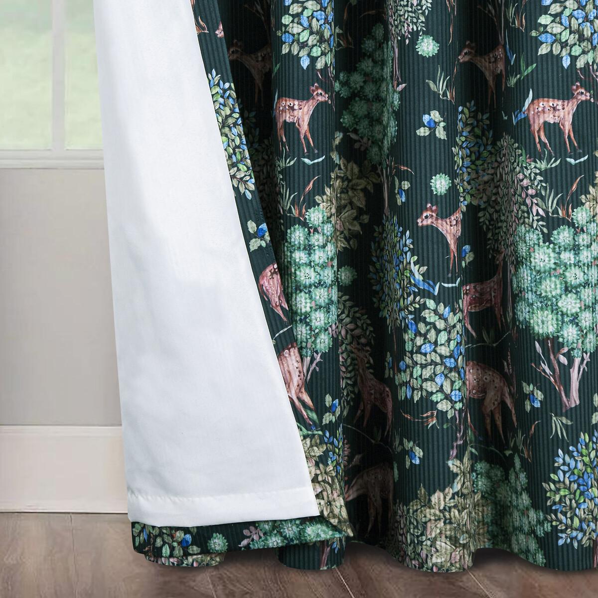 Forest Deer Print Lined Pencil Pleat Curtains – image 4