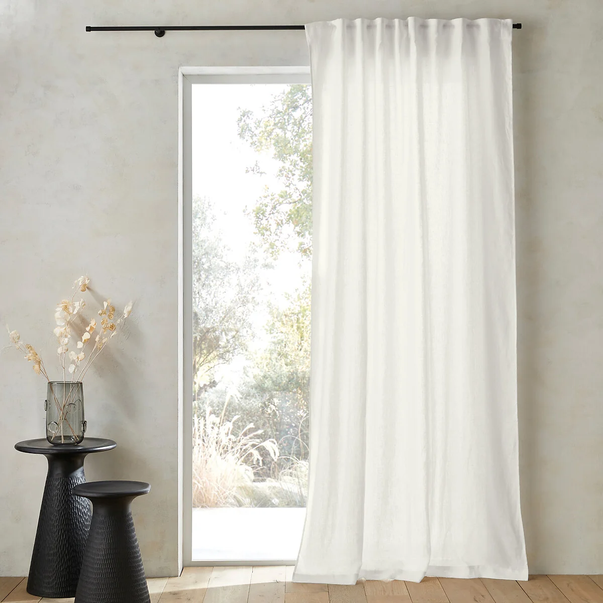 Private Ruffled 100% Washed Linen Curtain – image 1