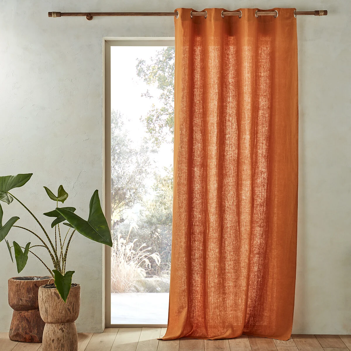 Private Pre-Washed Single Linen Curtain with Eyelets – image 1
