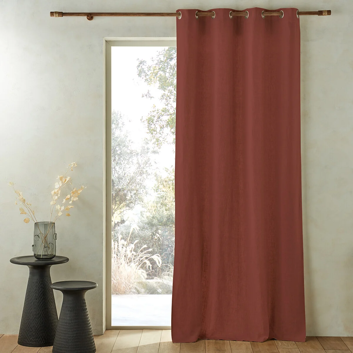 Private Single Lined Pre-Washed Linen Curtain with Eyelets – image 1