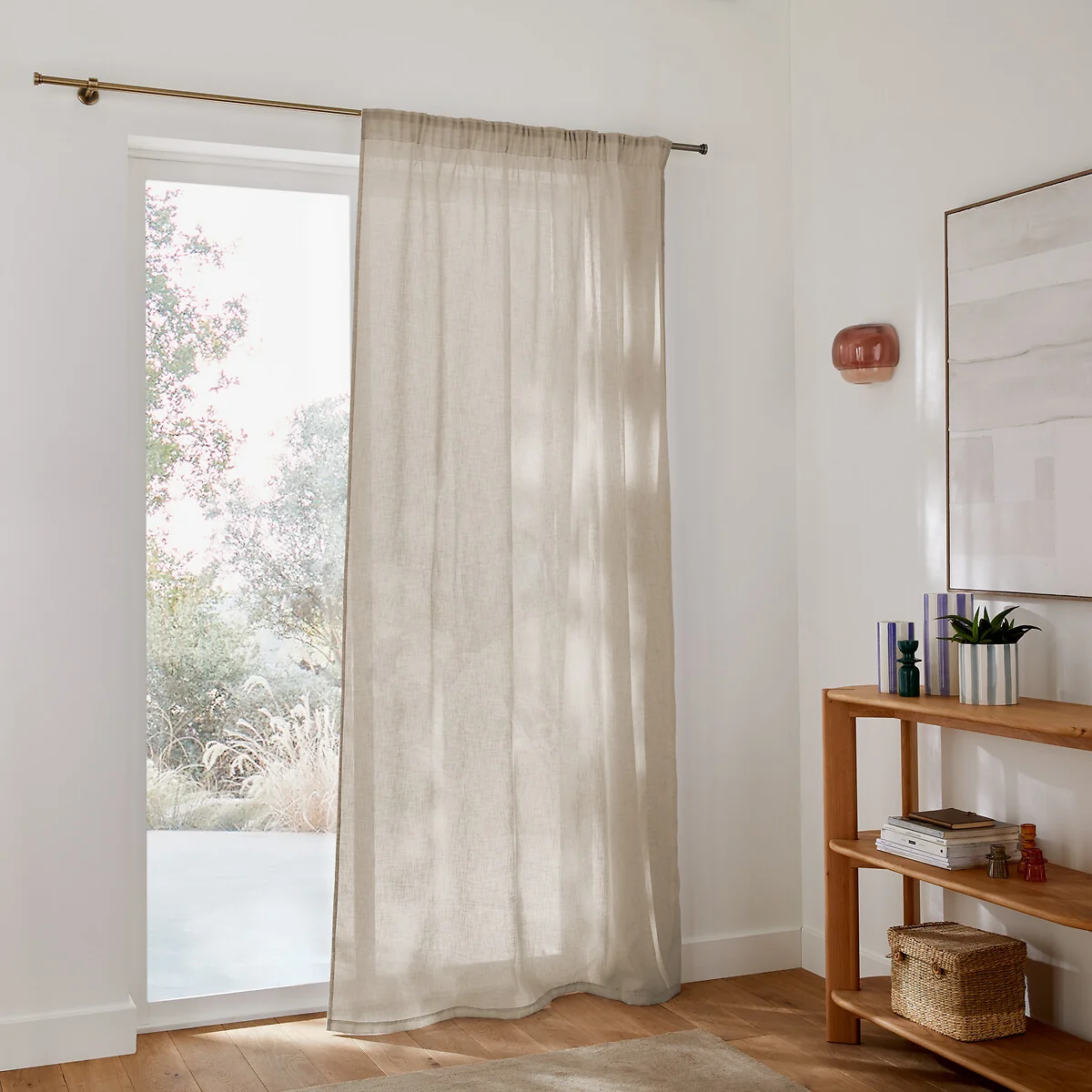 Nyong Gathered Braid Linen Effect Sheer Curtain – image 3