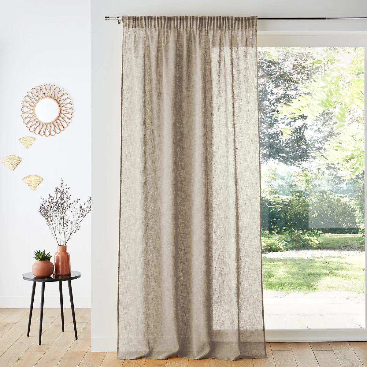Nyong Gathered Braid Linen Effect Sheer Curtain – image 1