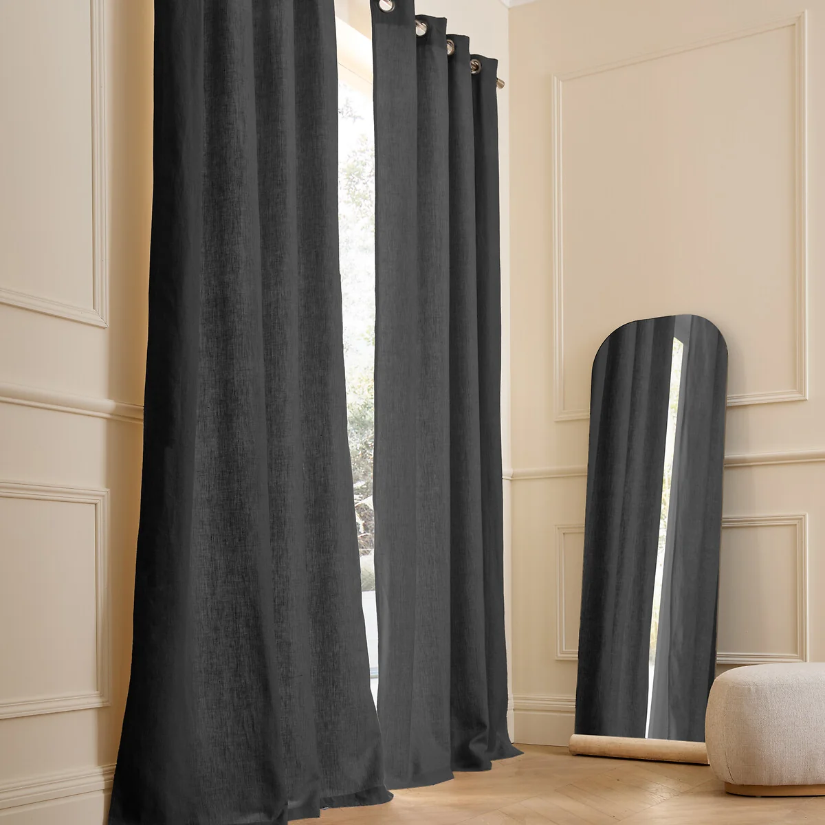 Private Lined Pre-Washed Linen Curtain with Eyelets – image 1