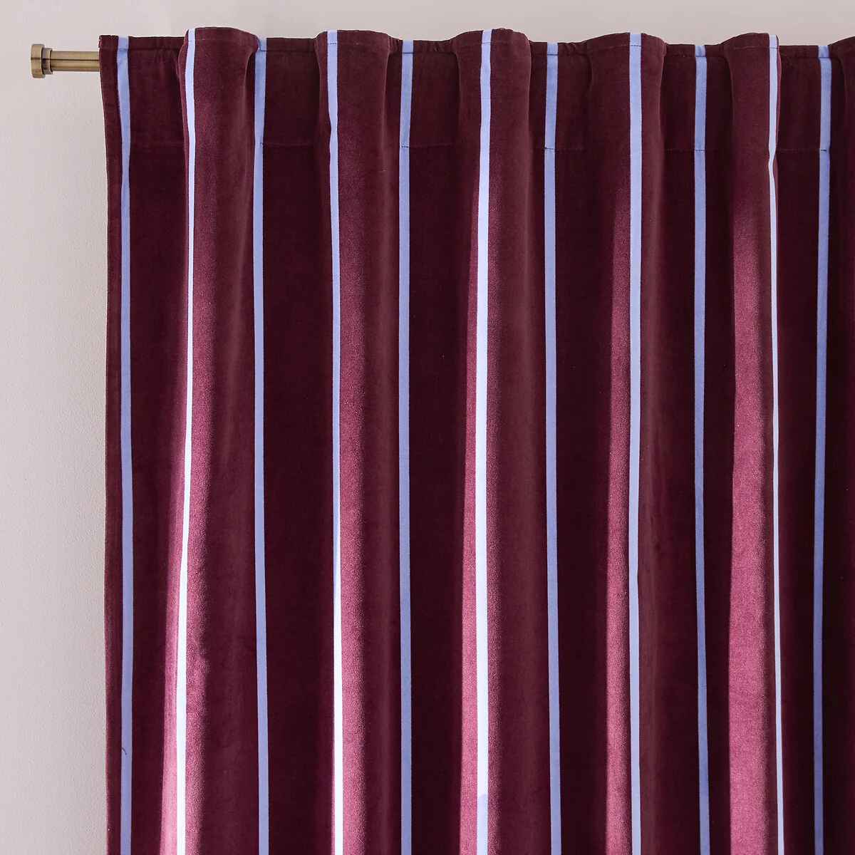 Mado Striped Velvet Light-Filtering Concealed Tab Top Curtain