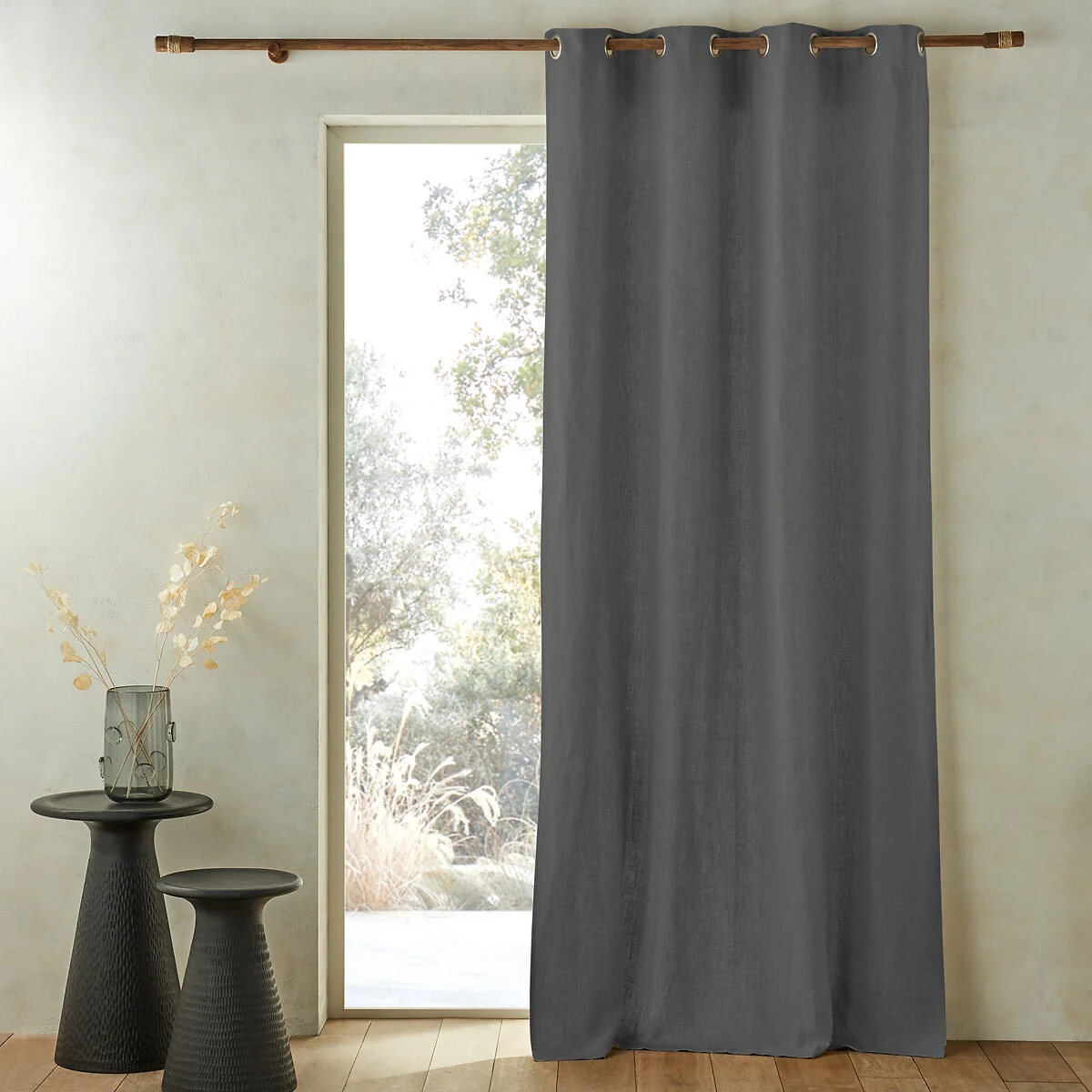 Private Single Lined Pre-Washed Linen Curtain with Eyelets – image 1