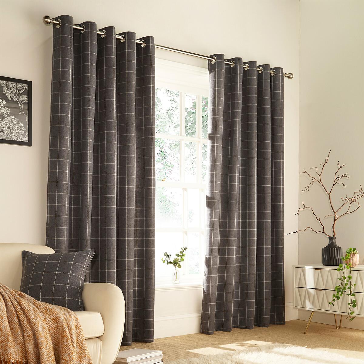 Ellis Check Pattern Eyelet Curtains – image 2