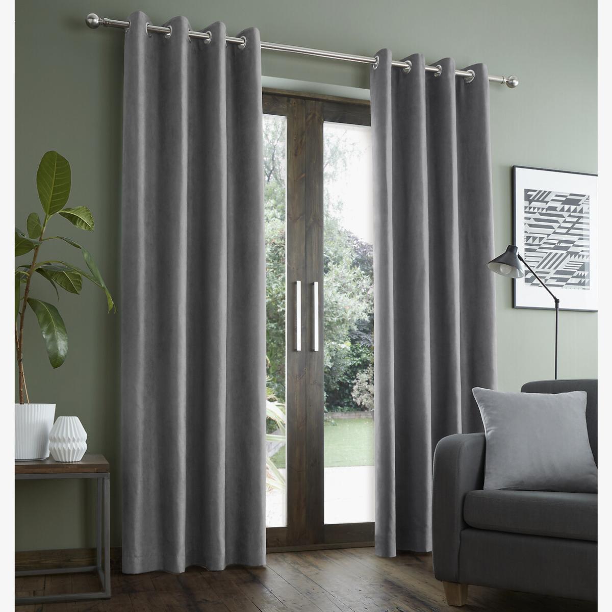 Faux Suede Eyelet Curtains – image 1