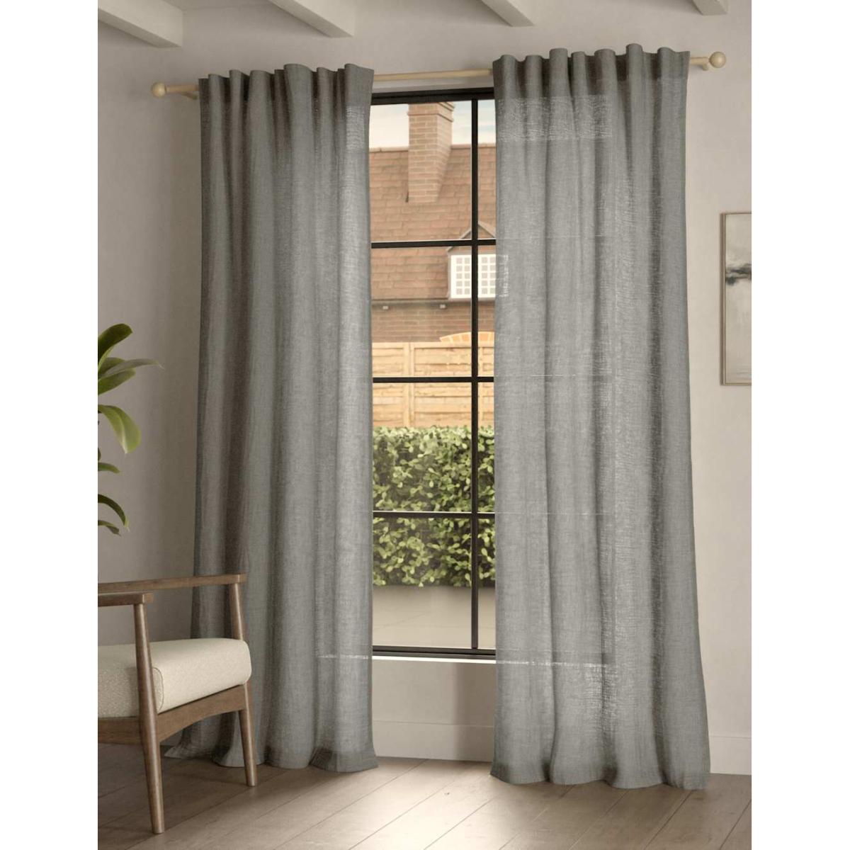 M&S Collection Cotton Rich Sheer Curtains - EL90 - Ecru, Ecru – image 4