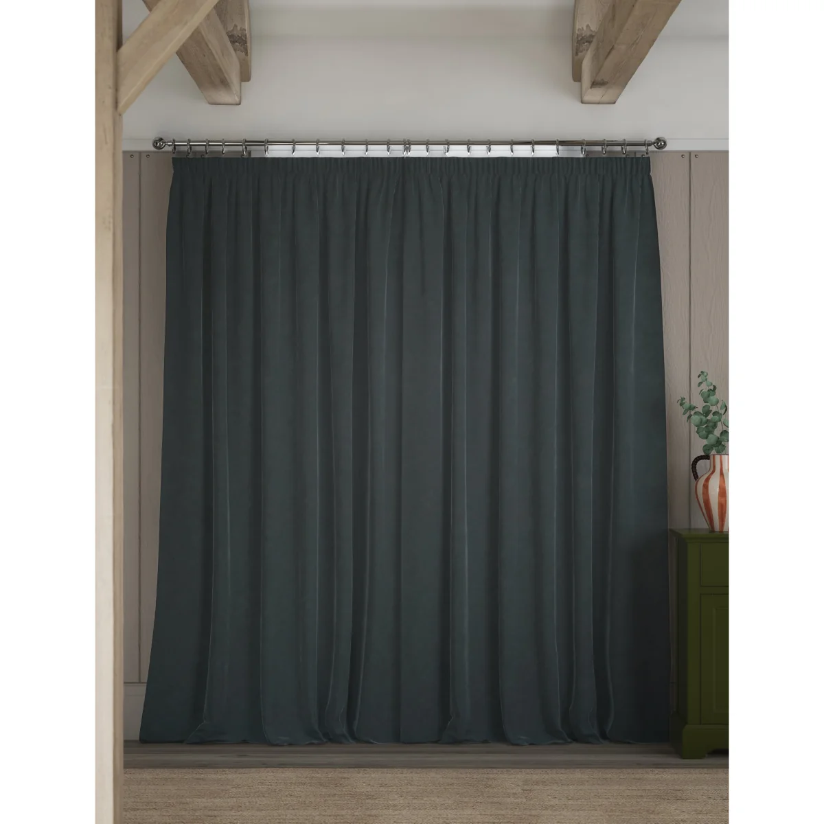 M&S Velvet Pencil Pleat Curtains Petrol – image 5