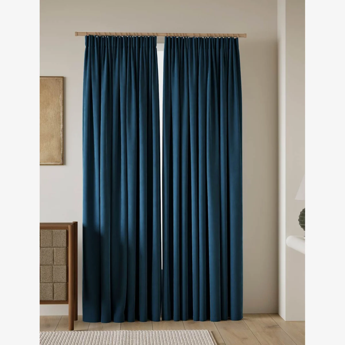 M&S Velvet Pencil Pleat Curtains Petrol – image 1