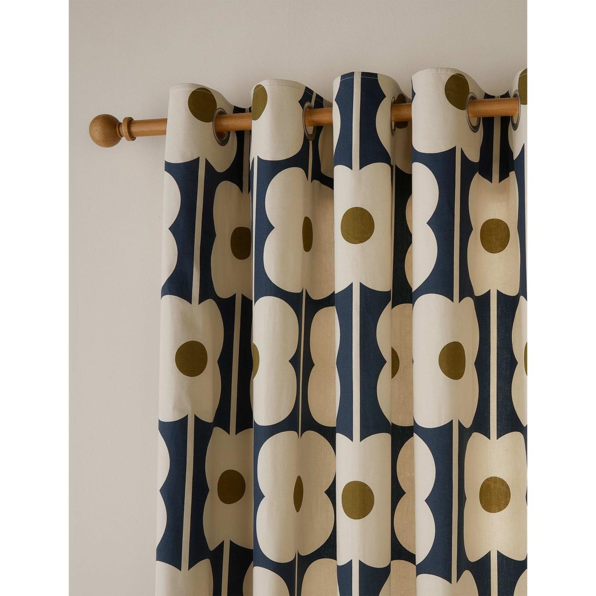 Orla Kiely Abacus Flower Pure Cotton Eyelet Curtains Navy Mix – image 2