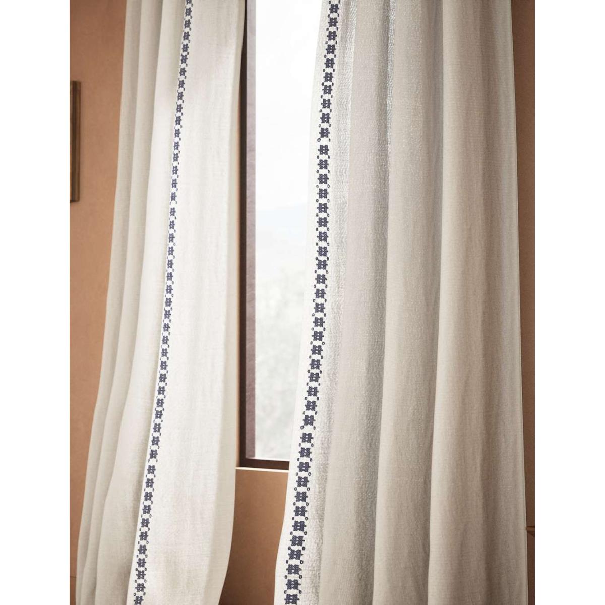 M&S X Fired Earth Pure Cotton Embroidered Sheer Curtains - EW90 - Malm, Malm – image 2