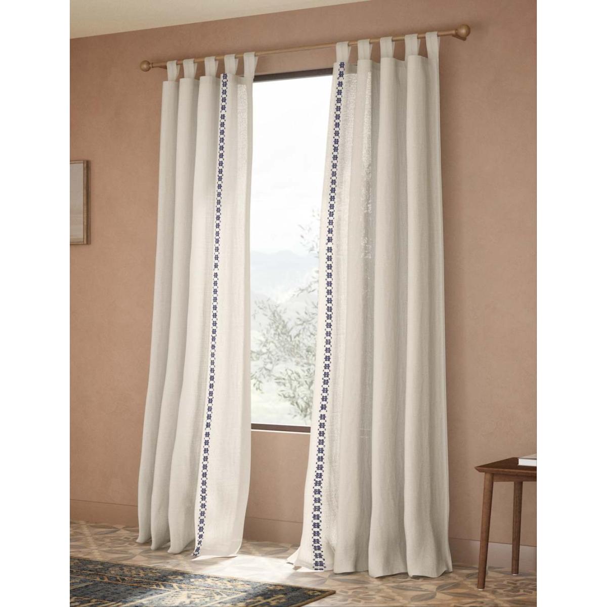M&S X Fired Earth Pure Cotton Embroidered Sheer Curtains - EW90 - Malm, Malm – image 3