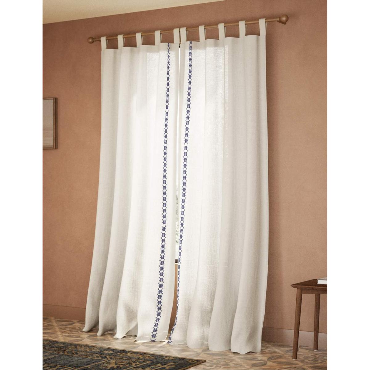 M&S X Fired Earth Pure Cotton Embroidered Sheer Curtains - EW90 - Malm, Malm – image 4