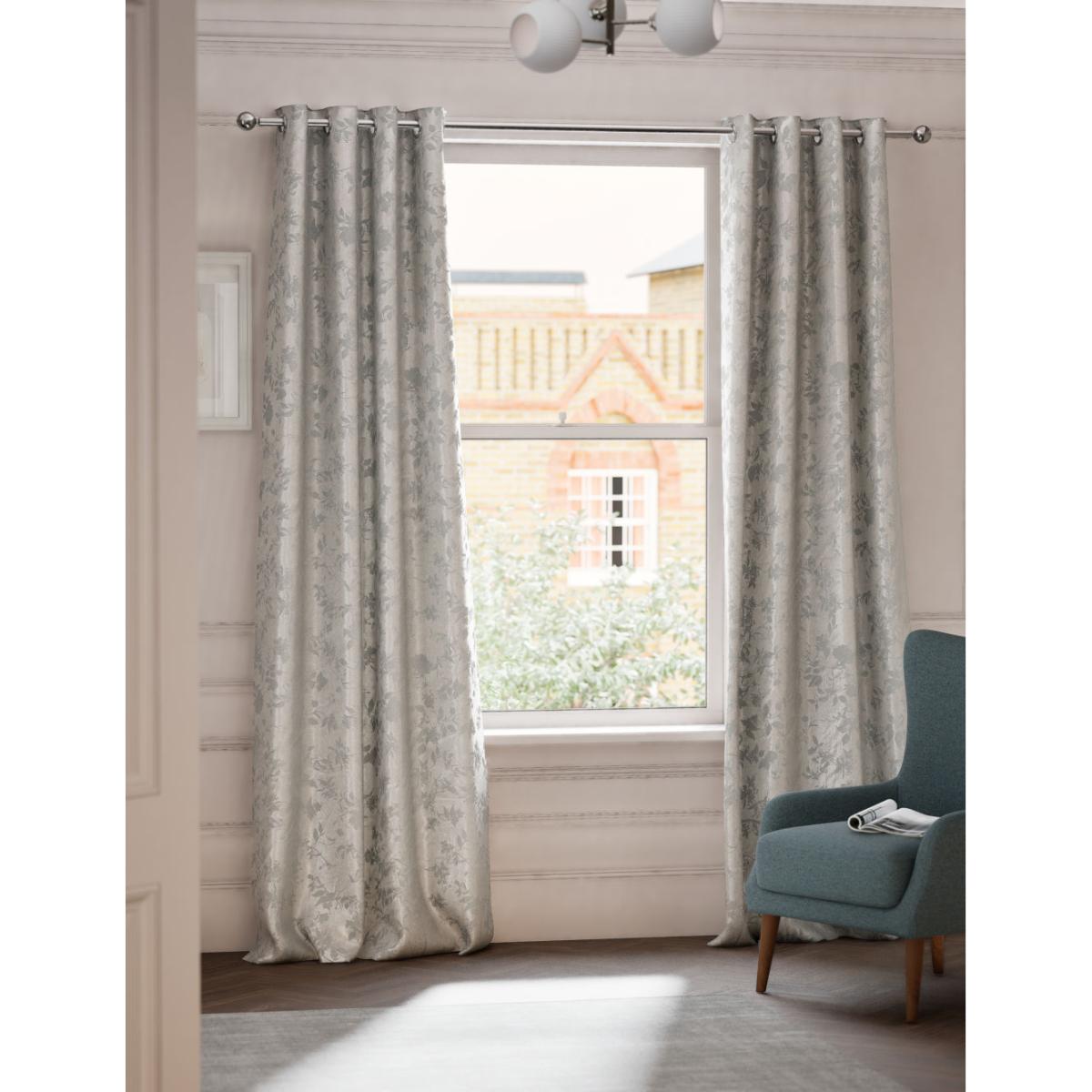 M&S Chenille Floral Eyelet Curtains - WDR54 - Grey Mix, Grey Mix – image 3