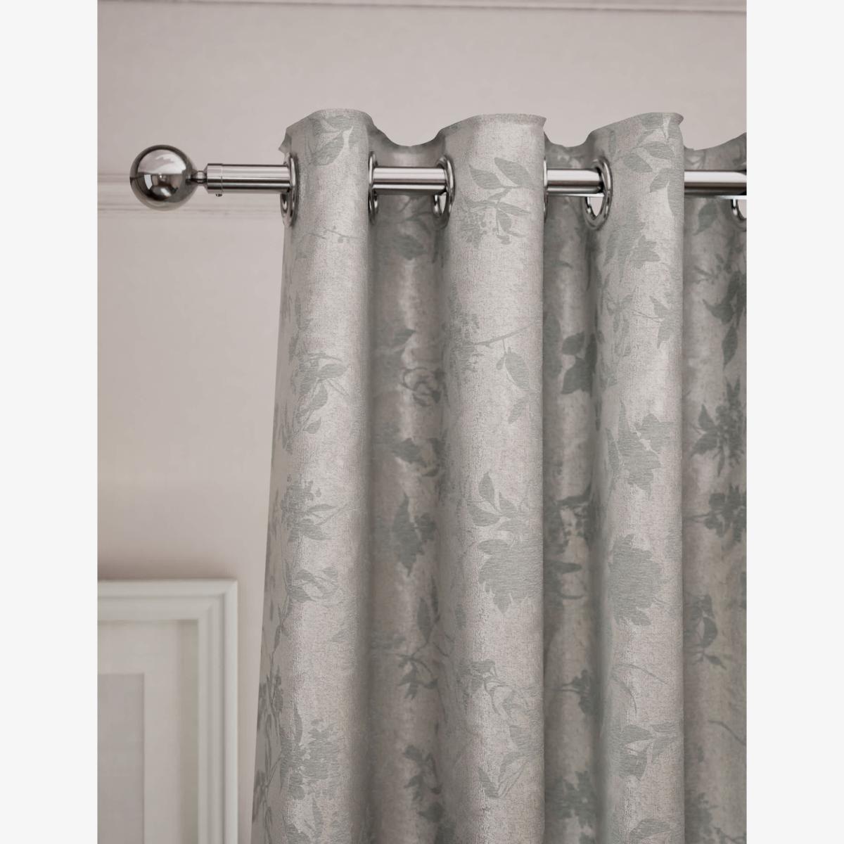 M&S Chenille Floral Eyelet Curtains - WDR54 - Grey Mix, Grey Mix – image 1